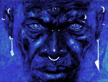 a painting of a man 's face with a third eye