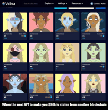 a screenshot of a website called vesea shows a bunch of avatars