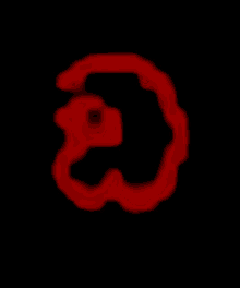 a red circle on a black background that looks like blood