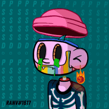 a drawing of a cartoon character with the number ranv # 1617 on it