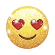 a gold emoji with red heart shaped eyes and a smile .