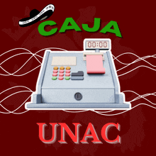 an illustration of a cash register with the words caja unac underneath it