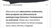 a screen shot of a speech bubble with a question about mitomania