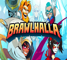 a poster for the video game brawlhalla shows a group of cartoon characters