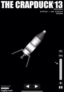 a picture of a rocket with the words the crapduck 13 on it