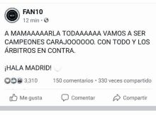 a screenshot of a facebook post that says a mamaaaaarla todaaaa vamos a ser campeones carajooooo .