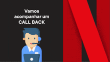 a man wearing a headset is sitting in front of a laptop with the words " vamos acompanhar um call back " behind him