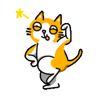 a yellow and white cat with a yellow star above its head