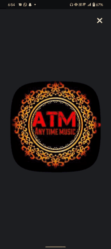 an app called atm anytime music is on a phone screen