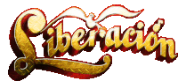 the word liberacion is written in gold and red letters