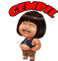 a cartoon of a girl with a big belly and the word gembl on top