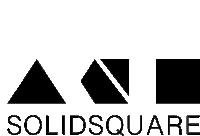 the logo for solidsquare is a black and white logo with triangles and squares .