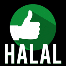 the word halal is on a black background