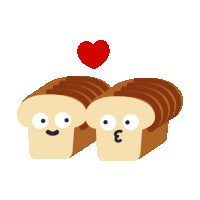 two slices of bread with a heart above them