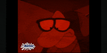 a cartoon character with red glasses and a nicktoons logo