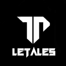 a white logo on a black background with the word letales below it .