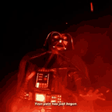 darth vader says " your pain has just begun " in red light