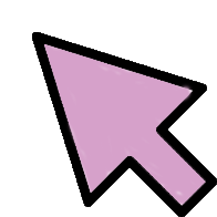 a pink mouse pointer with a black outline on a white background