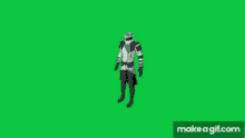 a 3d rendering of a man in a cowboy outfit on a green screen .