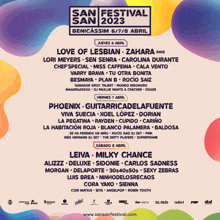 a poster for san festival san 2023 shows the line up