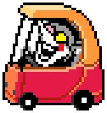 a pixel art drawing of a cat in a car