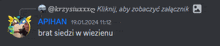 a screenshot of a discord conversation between apihan and krzysiuxxxg