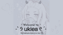 a drawing of a girl with horns and the words welcome to ukiea on the bottom