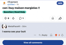 a screenshot of a facebook page that says ' can i buy maison margielas '