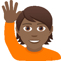 a cartoon illustration of a person raising their hand