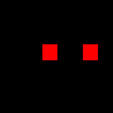 a black background with two red squares on it .