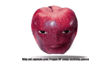 a red apple with a face and the words vizdy me zajimalo proc prague rp smpi sestricky pierce