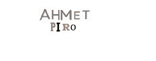 a white background with the name ahmet piro written in brown letters