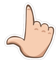 a sticker of a hand pointing up with a white background