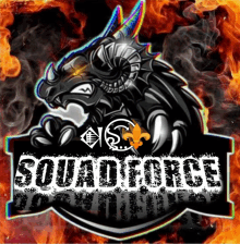 a logo with a dragon and the words squad force on it