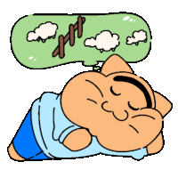 a cartoon cat is sleeping with a speech bubble above his head that says ' sheep '