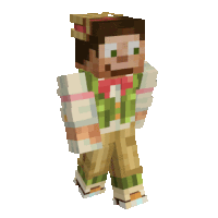 a minecraft character is wearing a bow tie and striped pants