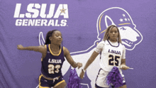 two female cheerleaders for the lsua generals