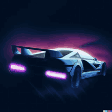 a futuristic looking car with purple lights on the back