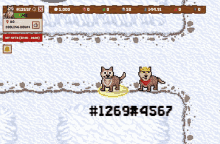 a screenshot of a game with two dogs and the numbers # 12697