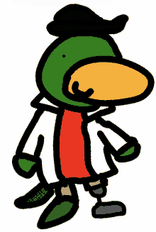 a drawing of a duck wearing a hat