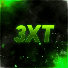 a neon green 3xt logo on a black background