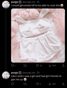 a screenshot of a twitter post with a picture of a bunny costume .