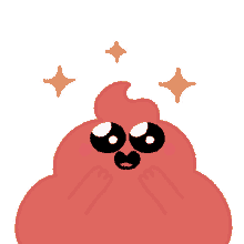 a cartoon drawing of a poop with two stars behind it