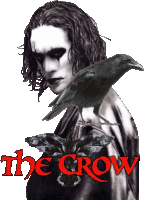 a poster for the movie the crow features a man with a crow on his shoulder