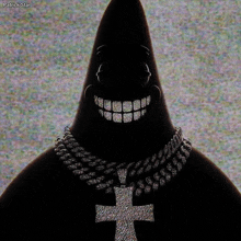 patrick star is wearing a necklace with a cross