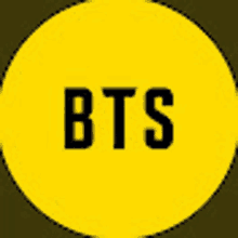 a yellow circle with the word bts inside of it .