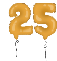 balloons in the shape of the number 25