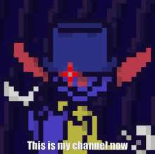 a pixel art of a person with the words " this is my channel now "