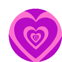 a purple and pink circle with hearts on it