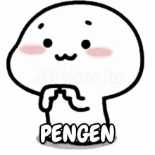 a white cartoon character with a mustache and the word pengen written on it .